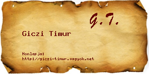 Giczi Timur névjegykártya